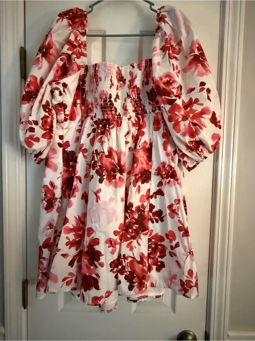 Abercrombie & Fitch White Dress with Red Floral Print